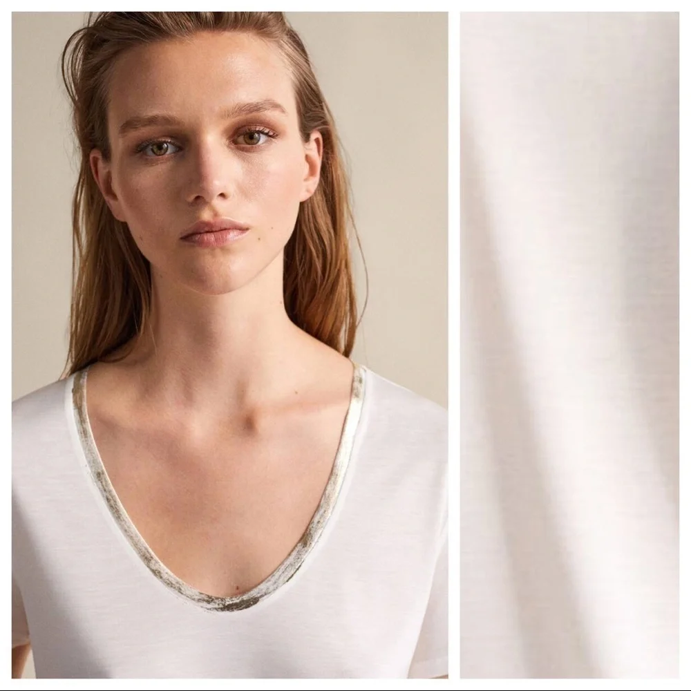 NWT. Massimo Dutti White T-shirt. Size XS.